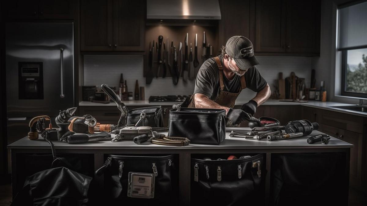 Plumber inspects pipes and fixtures in underground space with precision.